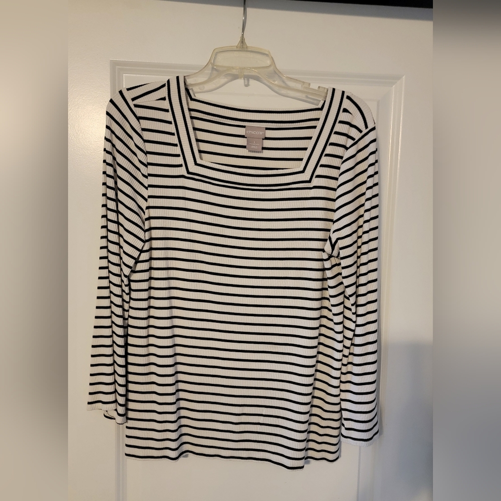 Chico's Striped Black and White Blouse